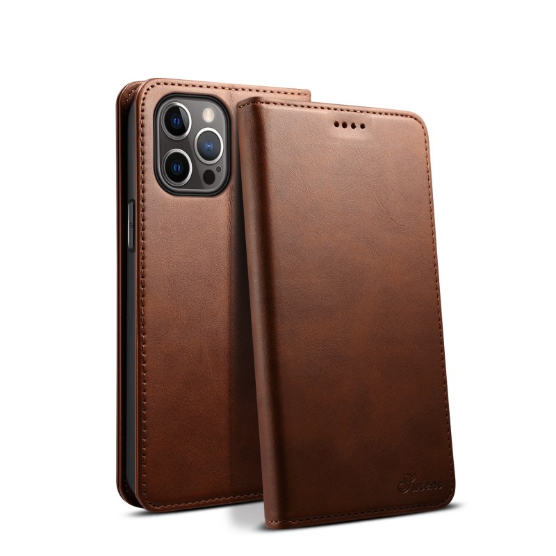 Flip Cover Case with Built-in Stand and Magnetic Closure, crafted from high-quality leather